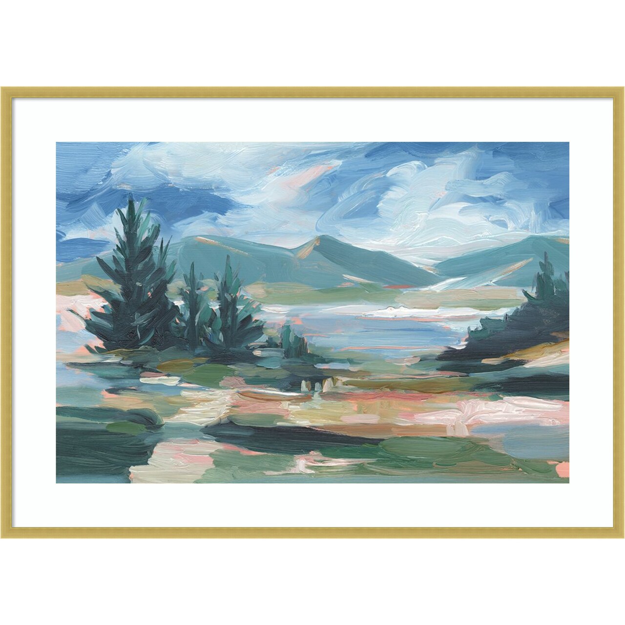 Pastel Lake View I by Ethan Harper Wood Framed Wall Art Print